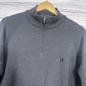 Icebreaker Sport Ltd 100% Merino Wool Base Sweater Mens Large Navy Blue 1/4 Zip